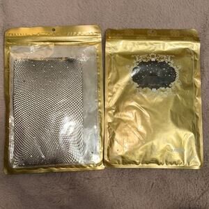 Two Pairs of Bejewel-led Brown Fishnet Tights